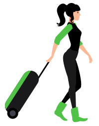 Walking with suitcase