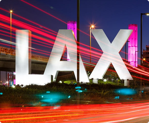 LAX sign at night